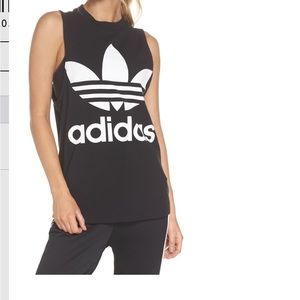 adidas black trefoil logo tank